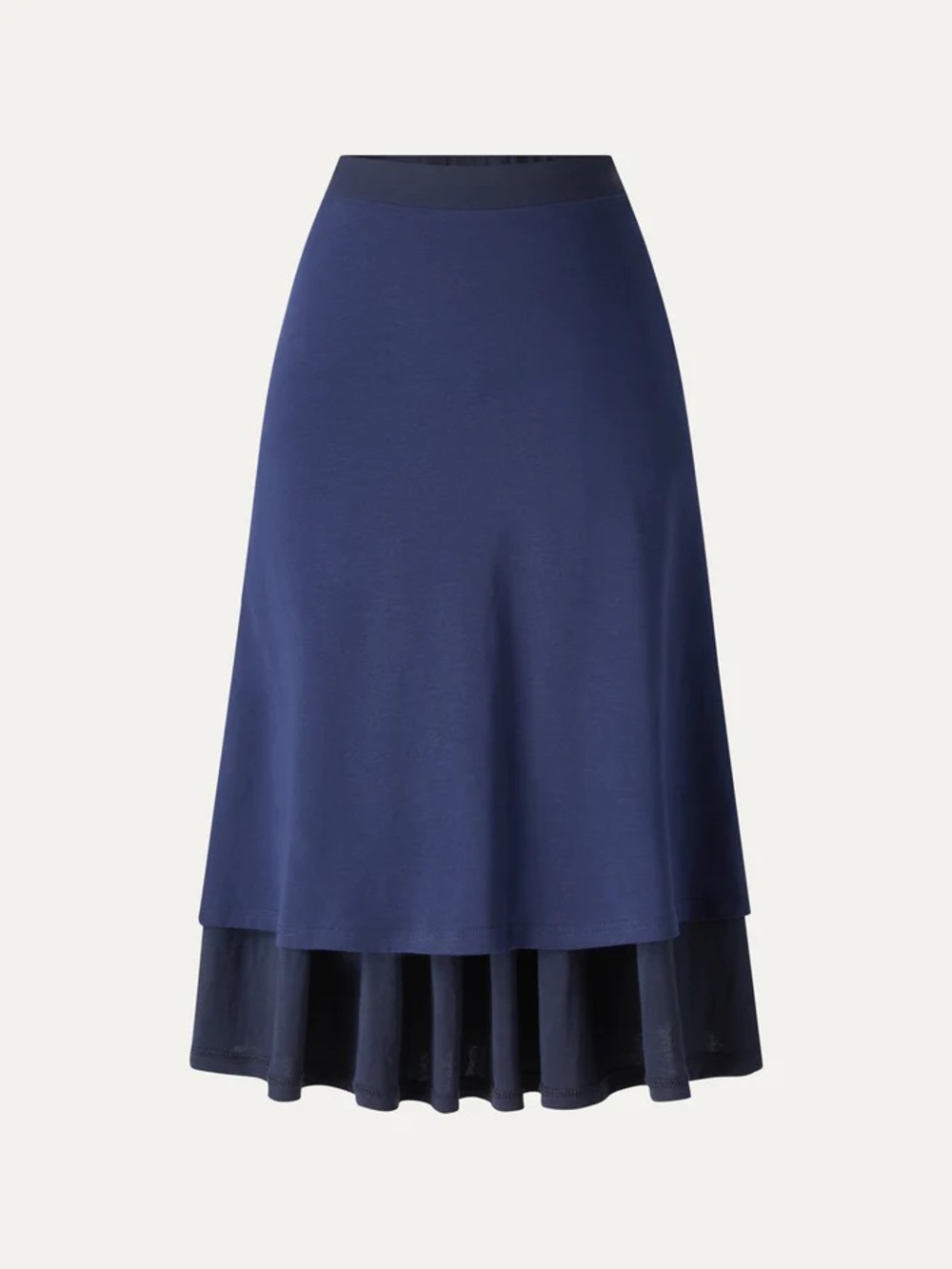 NWT OGL Cotton-Linen Gathered Midi Skirt with Pockets Smoky Navy Blue XS 0 2 $79 - Picture 7 of 9